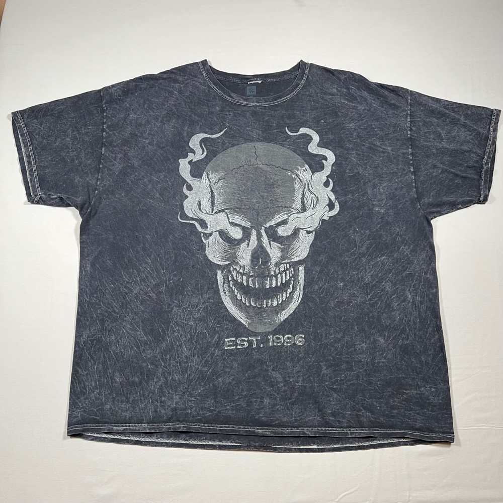 WWE Stone Cold Steve Austin Smoking Skull Shirt Acid Wash Graphic Tee Mens 3XL