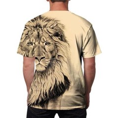3d Print Men T Shirt Black Lion Gaze Fashion Graphic Short Sleeve Tee Classic