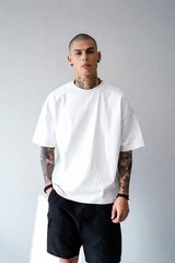 Men’s Heavyweight 100% Cotton White Crew Neck Tee 5-Pack Classic Fit Large