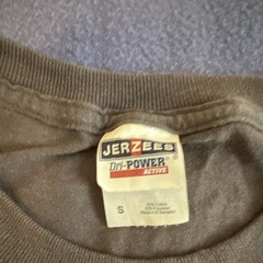 Jerzees Dri-Power Men’s S Brown Long Sleeve Graphic Logo Crew Neck T-Shirt