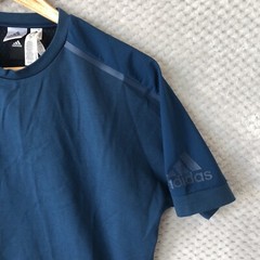 ADIDAS T Shirt Mens M Navy Side Zip Crew Neck Thick Sleeve Logo Sample RARE