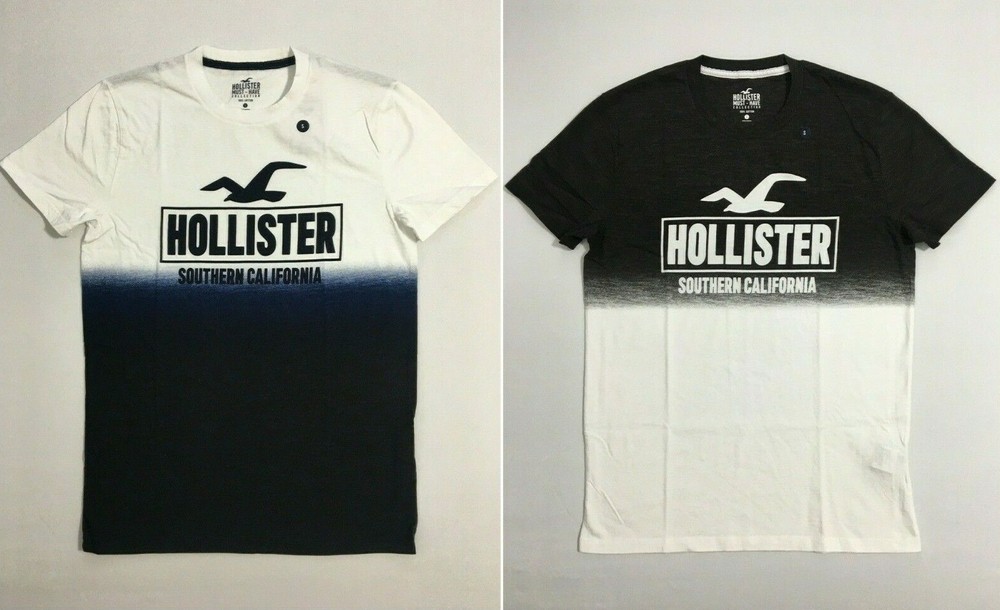 Hollister Men’s Ombre Graphic T-Shirt Crew Neck Logo Tee Size XXS XS S M L New!!