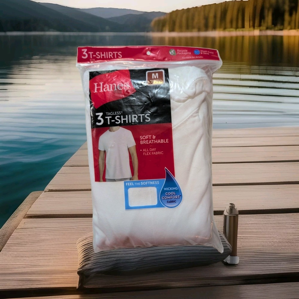 Hanes Men’s ComfortSoft Pack of 3 Crew Neck, Tagless T-Shirts – White, Medium