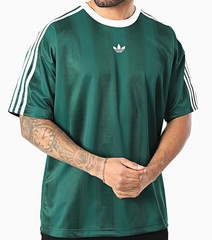 NEW MEN’S ADIDAS ORIGINALS TREFOIL JACQUARD SHIRT ~SIZE LARGE #KD5834 GREEN