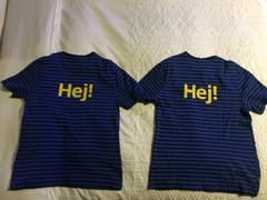 IKEA “SET OF 2” BLUE SHORT SLEEVE “HEY!” CREW-NECK T-SHIRT SIZE:G/H STRAIGHT