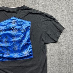 Intex T-Shirt Mens L Black Blue Satin Patch Graphic Heavy Weight Cotton Tee