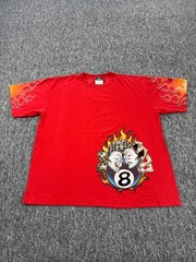 JNCO Jeans Shirt Men 2XL Red Graphic 8 Ball Flame Dice Crewneck Vtg Made In USA