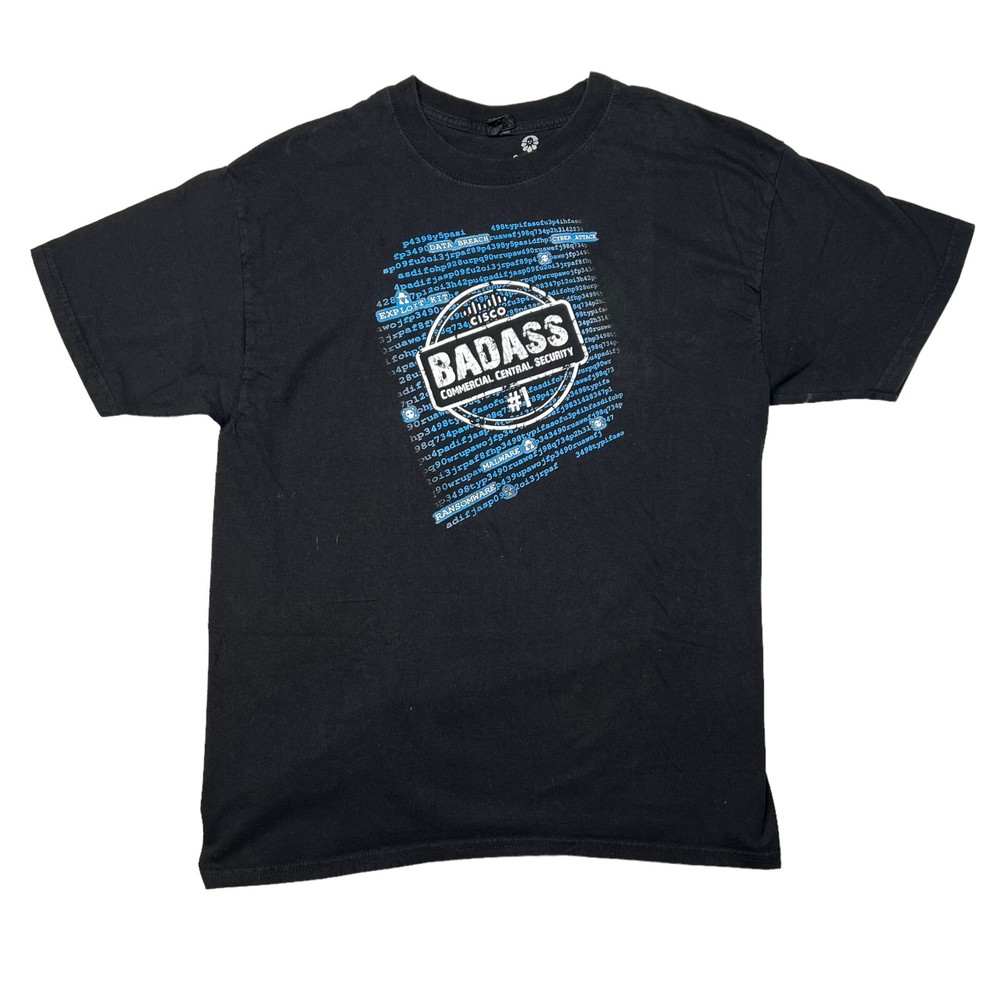 Cisco Badass Comercial Center Security T-Shirt Graphic Print Black Adult Large