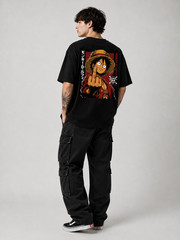 Anime Oversized T Shirt Japanese Streetwear Luffy Graphic Tee Unisex Cotton Top