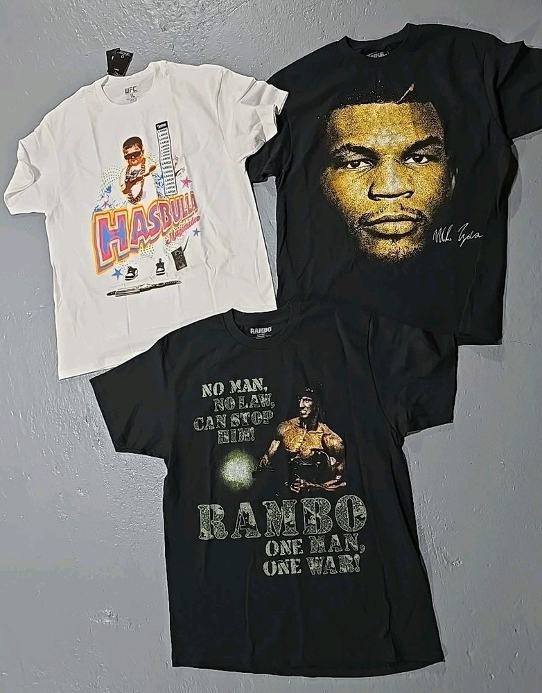 Rambo Mike Tyson Hasbulla UFC Graphic T-Shirt Lot 3pc SZ Large (N)