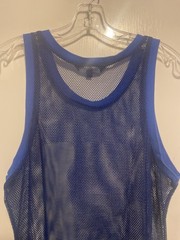Men’s Ture TrendyFishnet Mesh Tank Top Vest Royal Blue Stretch Size Small NWOT