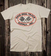 Mens Retro Hot Rod Tee T Shirt Drag Race Racing Speed Shop Ohio Oval Track