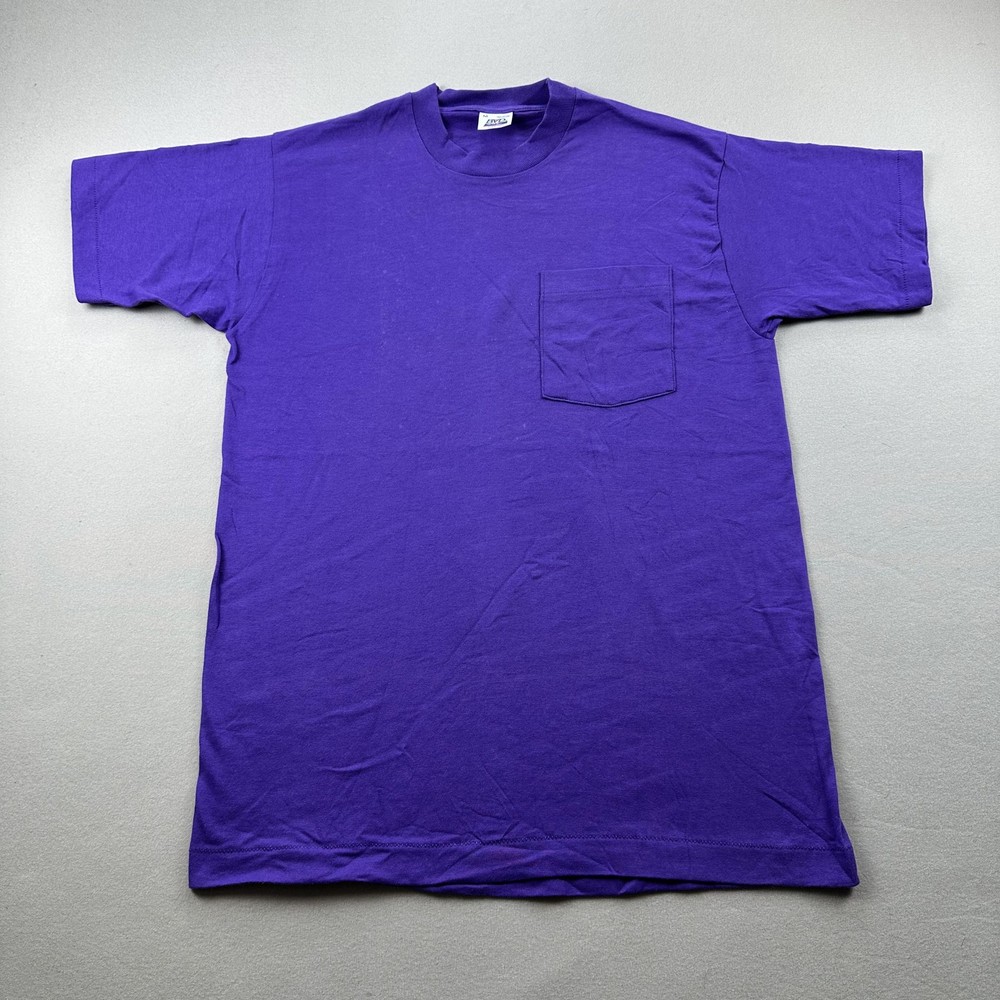 Vintage Purple Pocket T-Shirt Mens Medium BVD Blank Single Stitch Made USA 90s