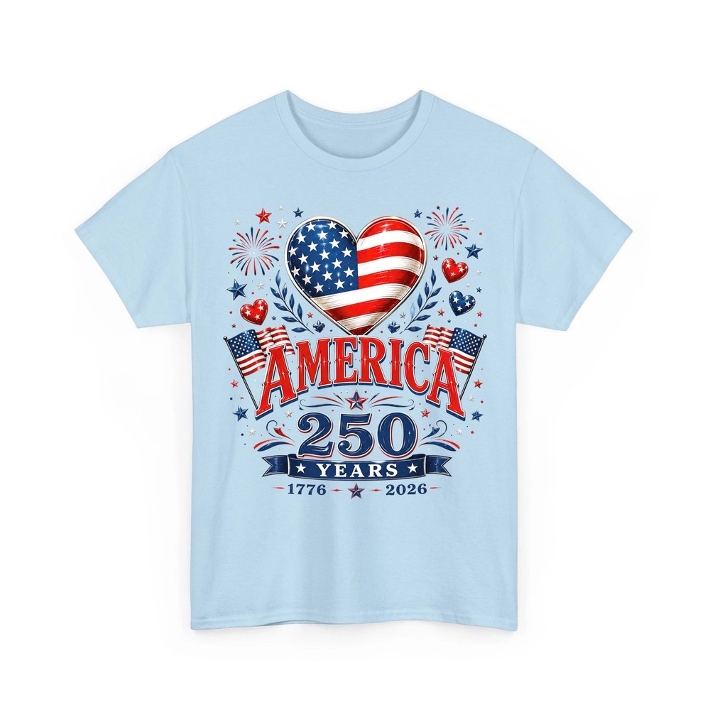 250th Anniversary America Flag Heart 250 Years 1776-2026 4th Of July T-Shirt