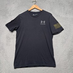 Under Armour T Shirt Mens Medium Black Loose Freedom American Flag Military