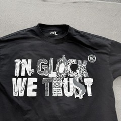 In Glock We Trust Shirt Mens Large Black Gun Graphic Tee Tagless Streetwear