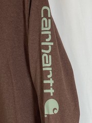 Carhartt K231 Long Sleeve Crew T Shirt Men XL Loose Fit Spellout Logo Brown K231