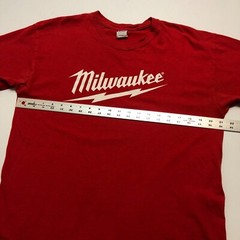 Milwaukee 2-sided Graphic T-Shirt Sz L Red Crew S/S Grunge Gildan 100% Cotton