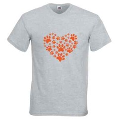 Dog Paw Print Heart Humour Novelty T Shirt Various Colours And Sizes