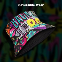 Fashion 80s 90s Bucket Hat for Men Women Outdoor Summer Beach Packable Sun Cap