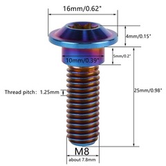 6Pcs Titanium Bolt M8 x 20mm 25mm Motorcycle Rear Brake Rotor Screw (Burnt Bl…