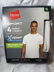 Hanes X-temp ~ Mens 4-Pack T-Shirts Crew Neck White Sport Mesh Breathable ~ XL