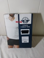 DOCKERS 4 Pack V-Neck Tees Black Size Small 34-36 NEW 100% Cotton