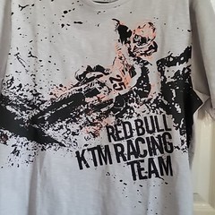 Red Bull KTM Racing Team Motocross Mens Large T-Shirt Gray/Orange Stitch NWT