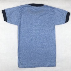 NOS vintage 80s BLANK BLUE RAYON TRI-BLEND RINGER T-Shirt XXXS soft thin rock