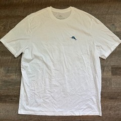 Tommy Bahama Time To Reflect Beach Graphic T-Shirt Large White Palm Tree Back