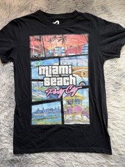 Surf Style Men’s Black Miami Beach Party City Graphic Crew Neck T-Shirt Size S