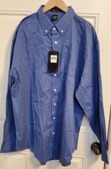 River’s End Easy care Woven Long Sleeve Button Up Shirt Mens Blue – LARGE
