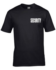 Security Work Wear T-Shirt Text Back Front Sleeve Staff Team Gigs Events S-5XL
