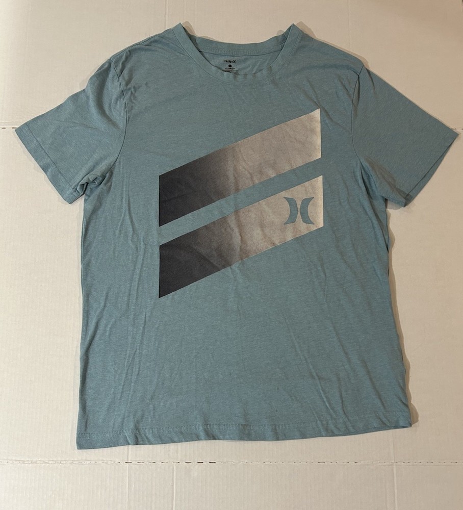 Hurley Men’s Slash Gradient Graphic T-Shirt Light Blue – Large
