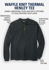 KingSize Men’s Big & Tall Waffle-Knit Thermal Henley Tee – Big – 7XL, Heather…