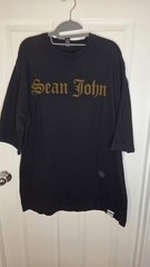 Sean John Shirt Mens 2XL Black Graphic Short Sleeve Cotton Crewneck Tee T-Shirt