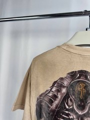 Vintage Travis Scott Graphic T Shirt Beige Cyber Skeleton Back Print Tee Size:L