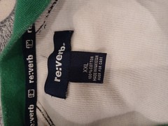 re:verb Vintage Navy and White Color Block T-Shirt with Green Accents