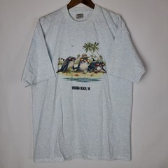 Vintage Virginia Beach T-Shirt Mens XL Gray Cal Cru SS Dolphin Single Stitch USA