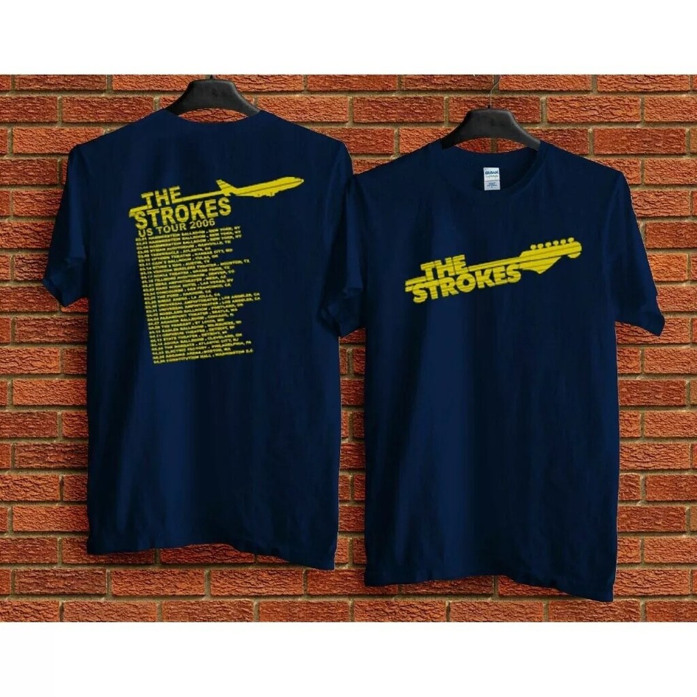 The Strokes Tour 2006 Band Navy Short Sleeve Cotton Unisex T-shirt Reprint