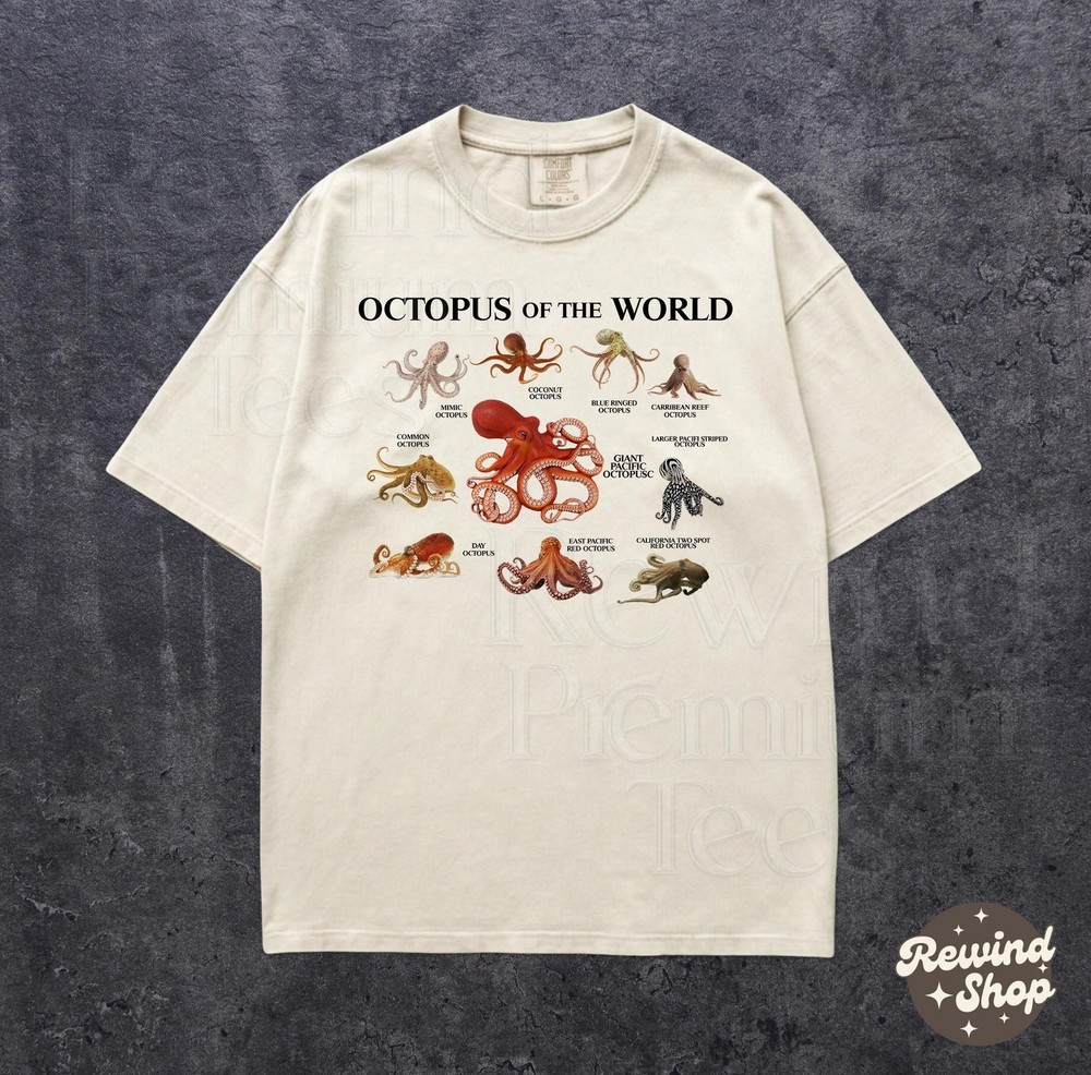 Types of Octopus Comfort Colors Shirt – Octopus TShirt – Cephalopod Ocean Graphi