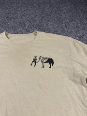 Poncho Shirt Mens Large Beige Cowboy Horse Graphic Tee Western Outdoors Casual
