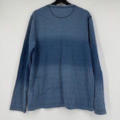 Carbon2Cobalt Mens Blue Ombre Textured Long Sleeve Henley Shirt Large Cotton