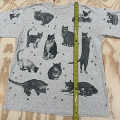 Vintage 90s Cats AOP Double Sided Graphic T-Shirt Fits XL Single Stitch Kitty