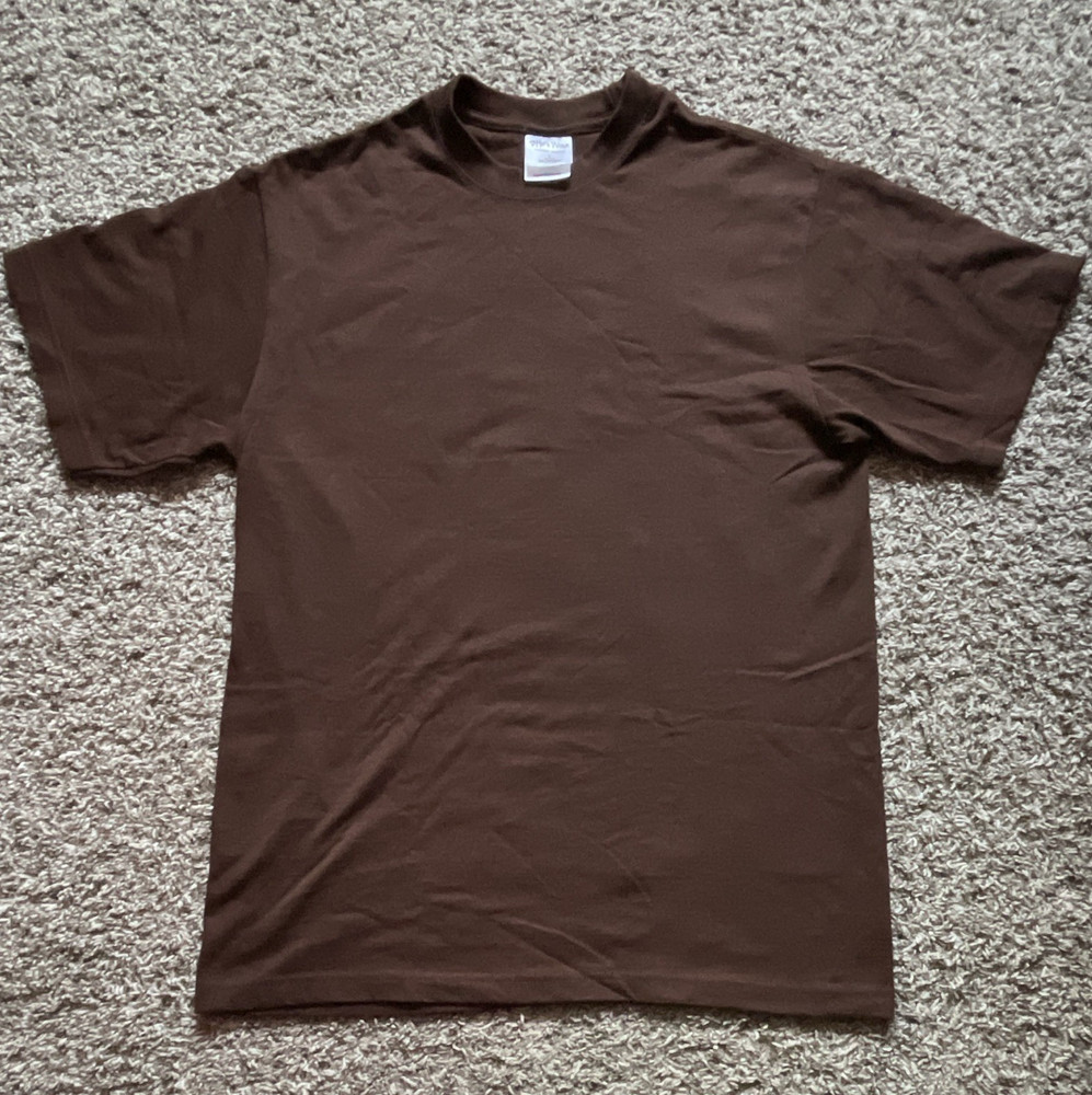 Shaka Wear Super Max Heavy Men’s Brown Solid Cotton Knit Crew Neck Tee L
