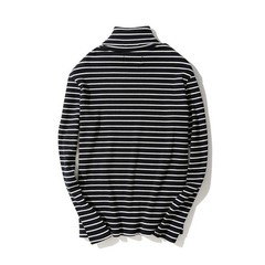 Men’s Long Sleeves Tops Loose Shirt High Neck Blouse Sweater Stripes Warm Soft
