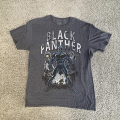 Marvel Shirt Mens L Gray Black Panther Graphic Crew Neck Tagless Cotton Blend