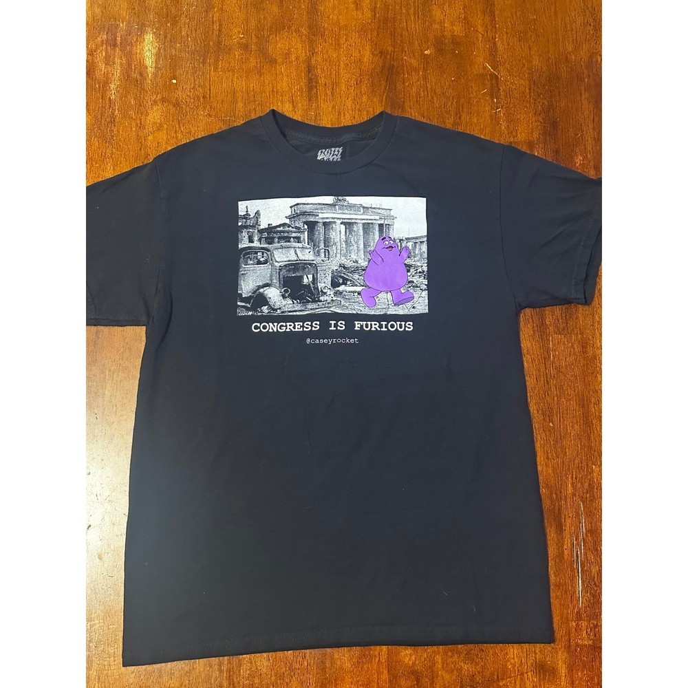 Casey Rocket Congress Is Furious Grimace Graphic T-Shirt Mens Medium Black