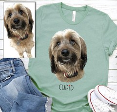 Custom Pet Portrait Comfort Tee Personalized Dog Cat Pet Lover Gift Shirt