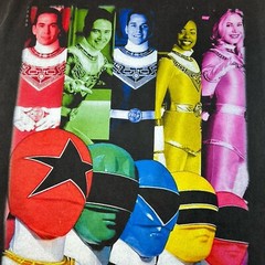 Retro vintage 6.5 Oz T Shirt Power Rangers Zeo Faded Black Medium Vante